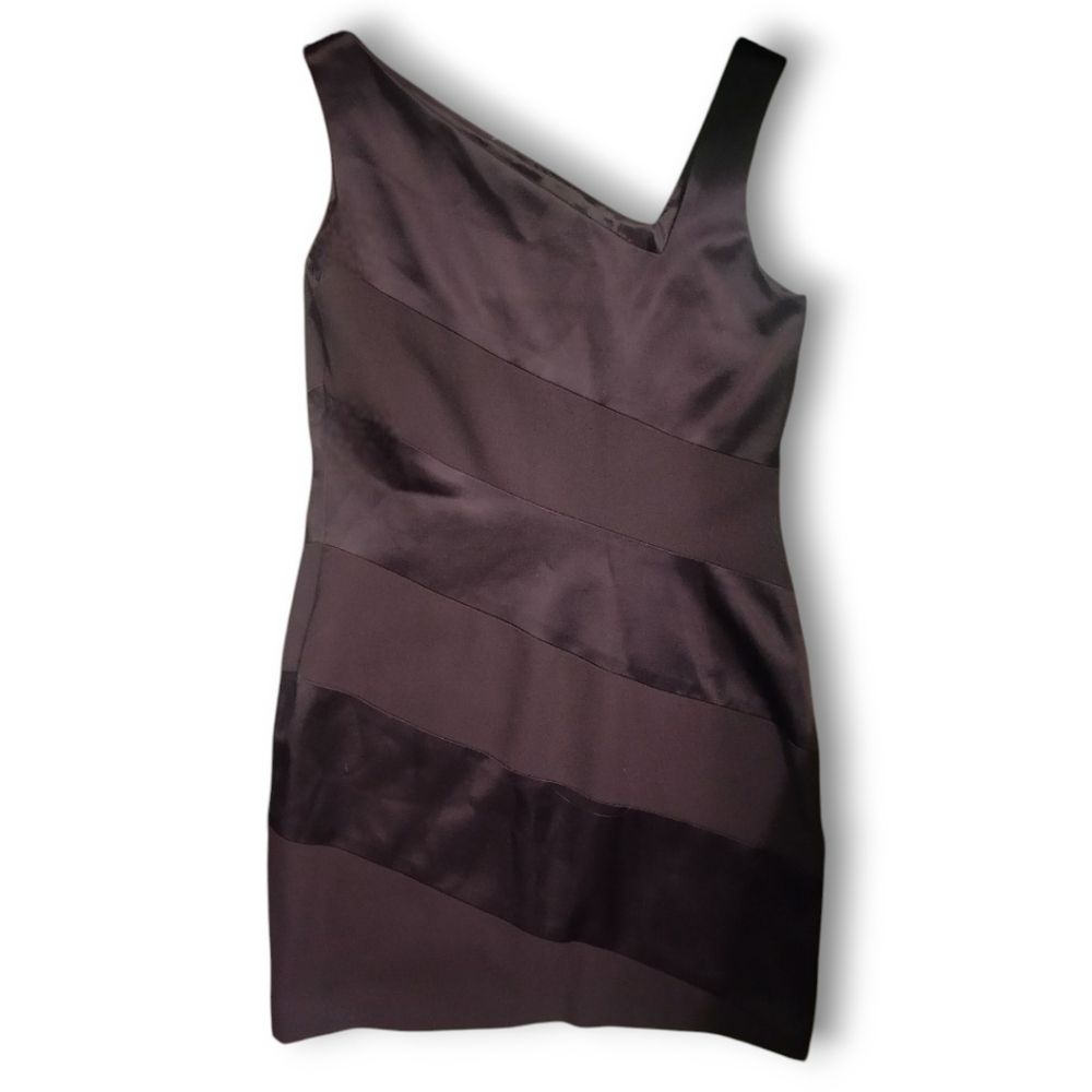 Laundry by Shelli Segal Black Asymmetrical Mini Cocktail Dress Petite 6 - Picture 9 of 10